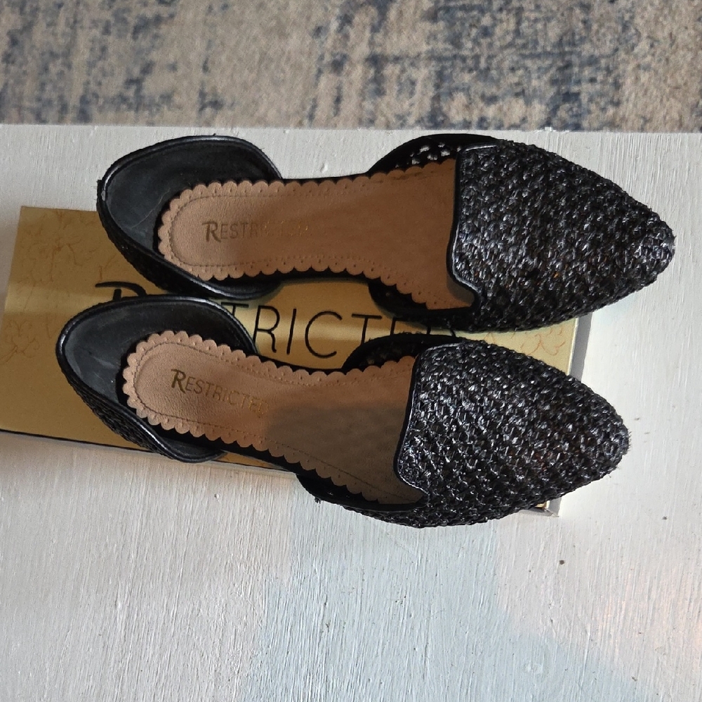 Restricted Black Woven Flats